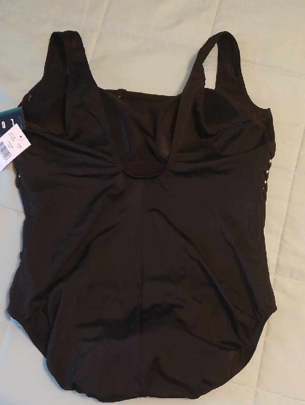 Longitude Black One-Piece Swimsuit with Gold Accents - Picture 3 of 10